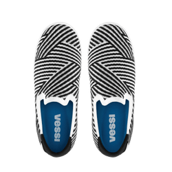 Women's Boardwalk Slip-On - White/Black Zigzag