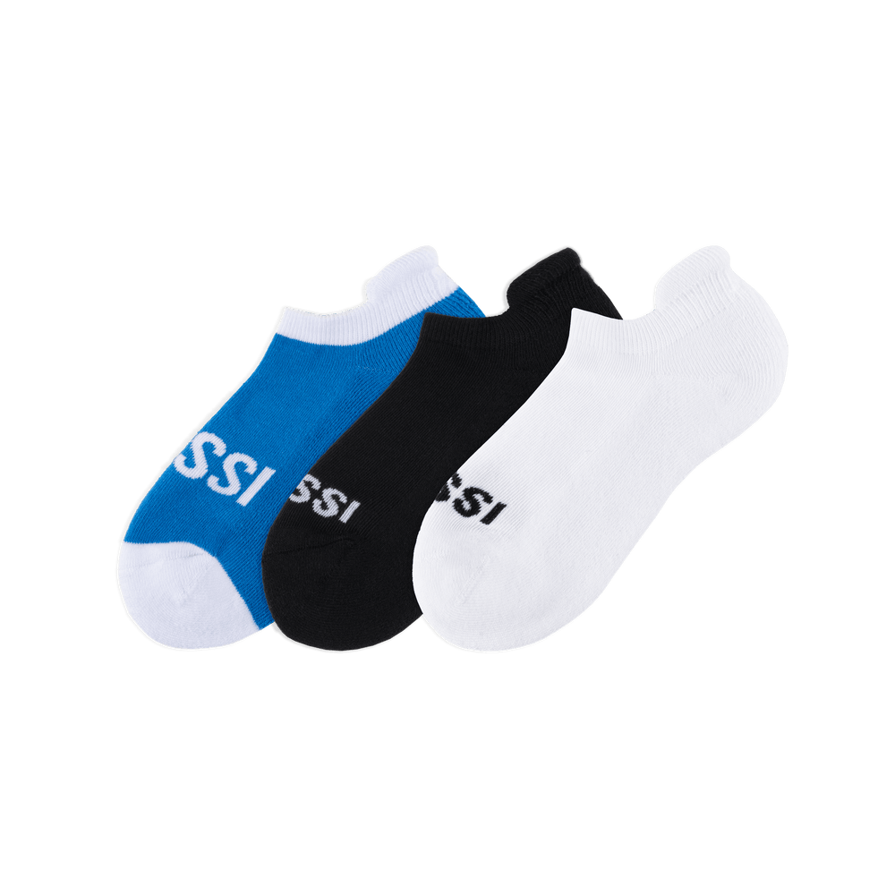 3-Pack Tab Socks - Black/White/Vessi Blue