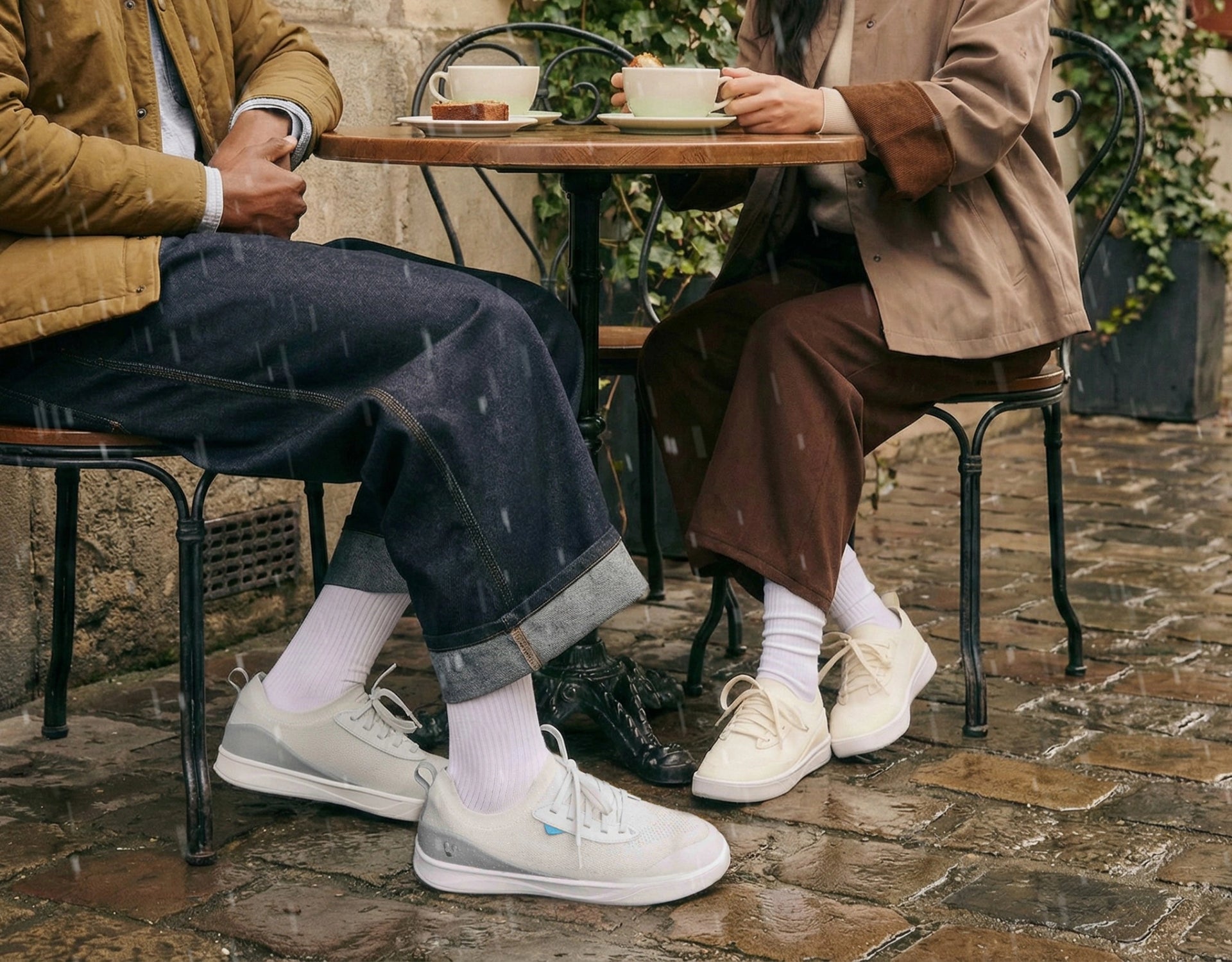 Cobblestones to dinner plans in the same pair.